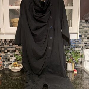 Black Draped Button-Up tunic